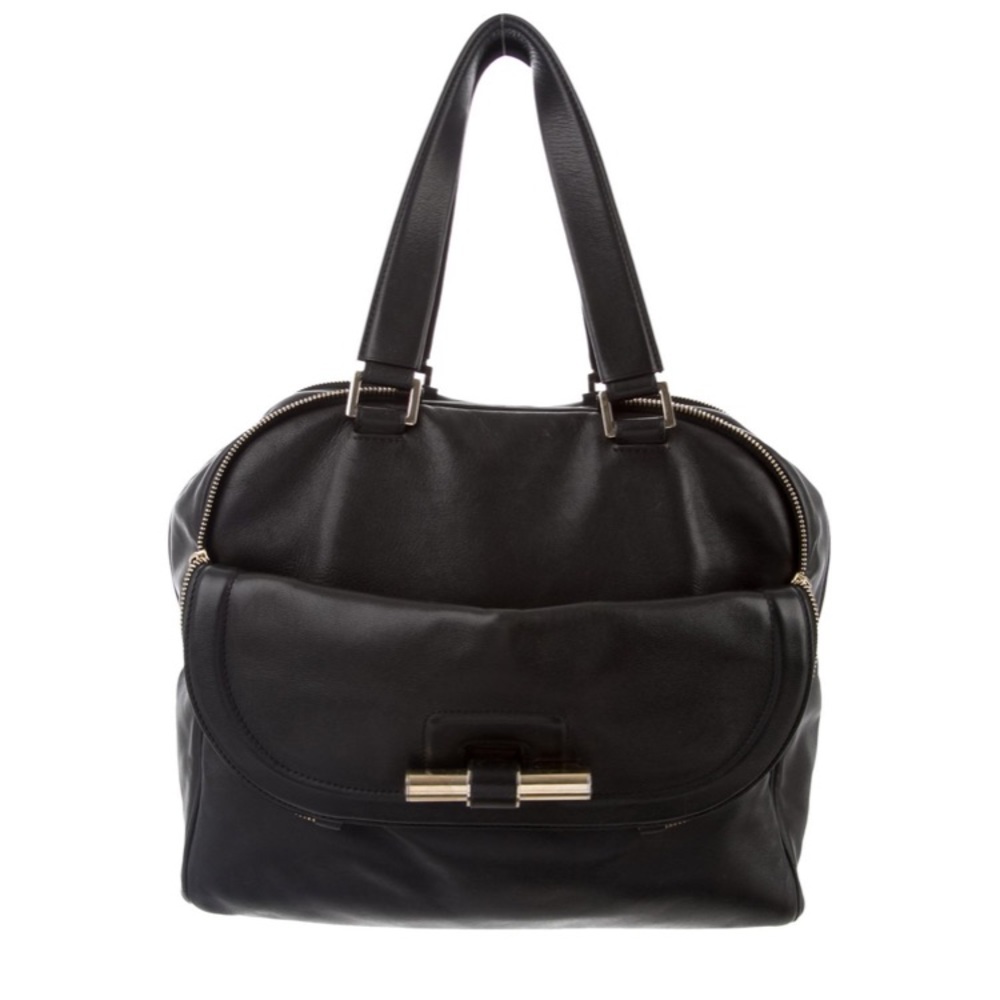 Jimmy Choo Justine Bowler Black Leather Satchel